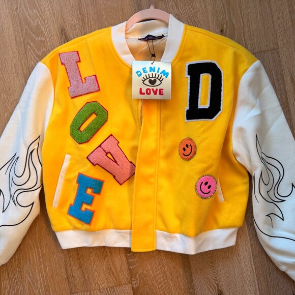 NWT Denim Love Women’s Letterman Varsity Jacket - Size Small - Picture 2 of 3